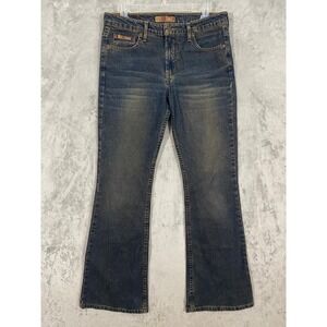 L.E.I. Jeans Sz 9 Blue Dark‎ Wash Bootcut VTG Y2K Stretch Retro Grunge Bratz